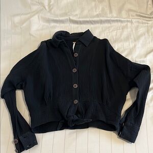 Free People Black lightweight Button-Up Women's Top